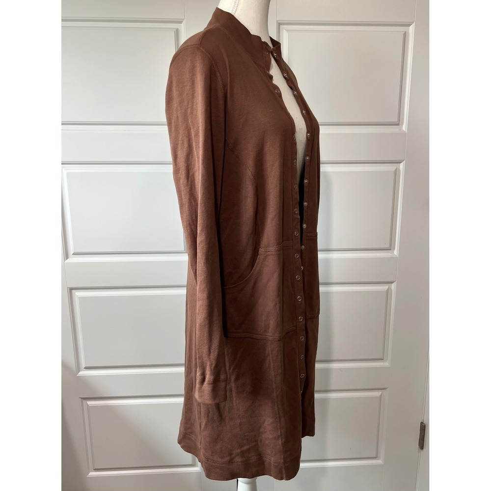 Barbara Lesser‎ Snap Front Duster Cardigan Pockets Knit Brown Small - Picture 4 of 8